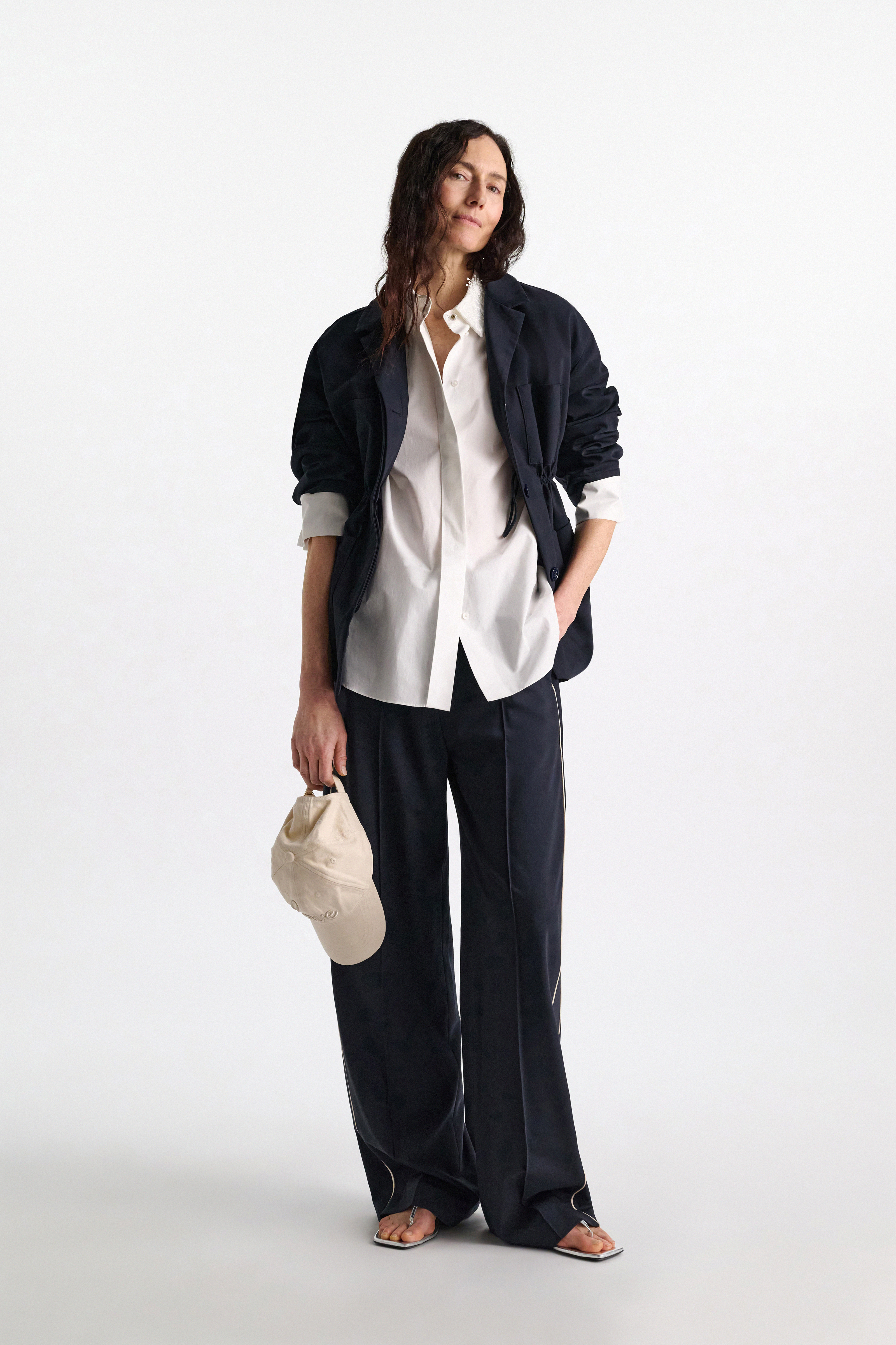 Dorothee Schumacher Cotton poplin shirt with floral collar pure white
